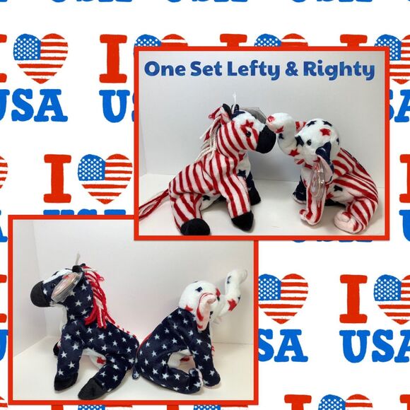 Ty Beanie Baby‎ Lefty & Righty July 4th, 2000 🇺🇸 - Picture 1 of 3